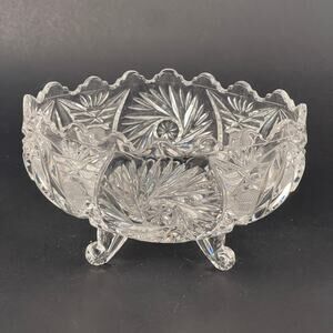 Vintage Crystal Cut Glass Crystal Footed Serving Candy Bowl